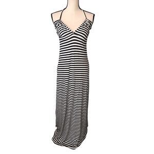 Paranoia Black White Striped Maxi Dress Size M Halter Long Summer Vacation